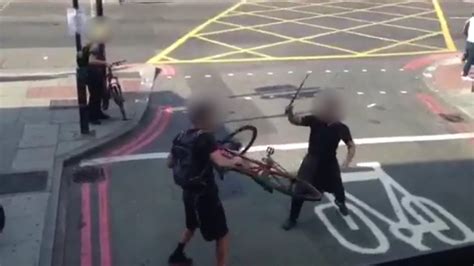 Terrifying Video Shows Moment Man Attacks Cyclist With Huge Knife In Busy London Street Irish