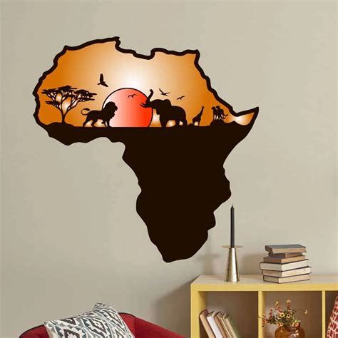 African Safari Color Wall Sticker Home Decor Living Room Murals Animals