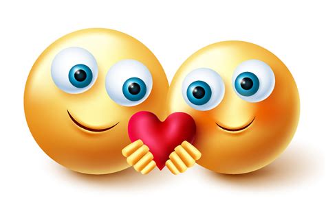 emoji valentines couple vector design emojis 3d inlove character concept holding and sharing