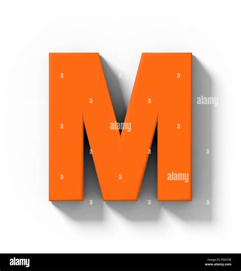 Letter M 3d Orange Isolated On White With Shadow Orthogonal