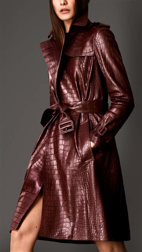 Burberry Alligator Wrap Trench Coat In Purple Lyst