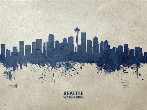Seattle Washington Skyline Digital Art By Michael Tompsett Fine Art
