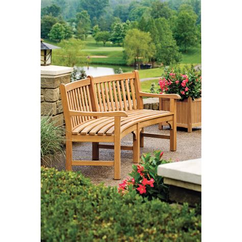 Add a modern touch to any of your landscape areas with this sleek curved concrete park bench. Oxford Garden Essex Curved Wood Garden Bench & Reviews ...