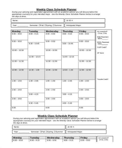 Weekly Schedule Template 10 Free Word Excel Pdf Documents Download