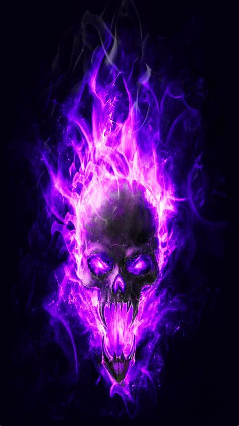 Res 1080x1920 Download Previewblue Flame Skull Wallpaper Skull