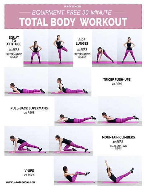 Equipment Free 30 Minute Total Body Workout Total Body Workout Quick