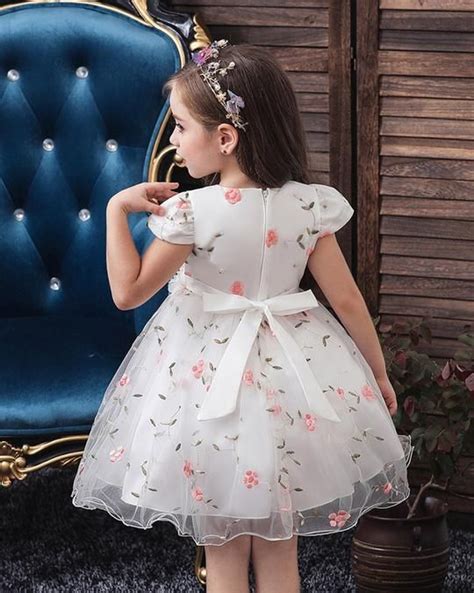 Girls Floral Flower Waist Dress Party Pageant Dress In 2020