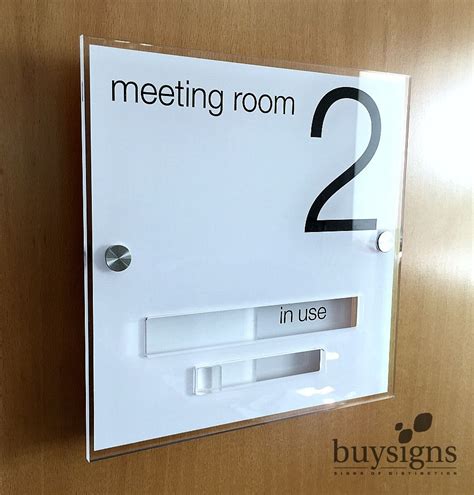 Modern Looking Meeting Room Sign With In Use Vacant Slider These