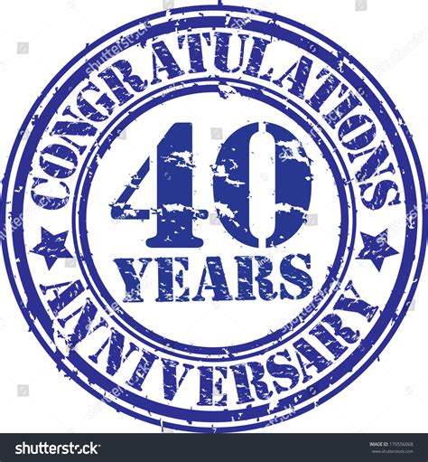 Congratulations 40 Years Anniversary Grunge Rubber Stamp