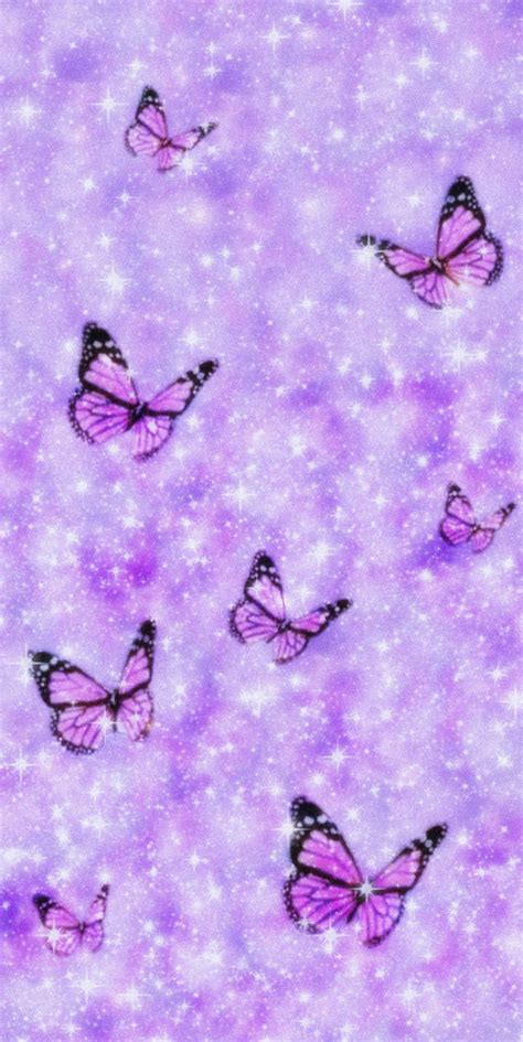 Download Sparkly Purple Butterfly Phone Backdrop Wallpaper