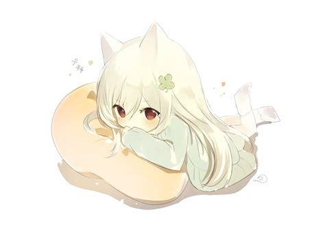 Download 1920x1080 Anime Girl Chibi Cute Animal Ears Pillow