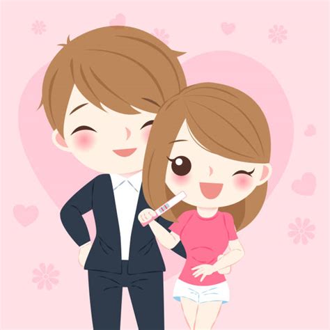 Cartoon Of The Happy Pregnant Couple Illustrations Royalty Free Vector