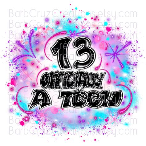13 13th Birthday Airbrush Png Print Designs Sublimation Etsy