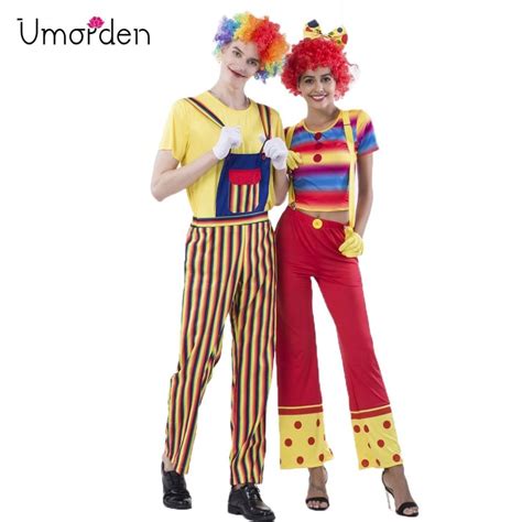 Umorden Carnival Party Halloween Moppie The Clown Costume For Women Men Couple Sassy Circus