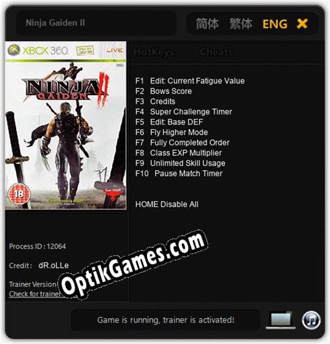 Trainer For Ninja Gaiden Ii V102 Downloads From Optikgamescom