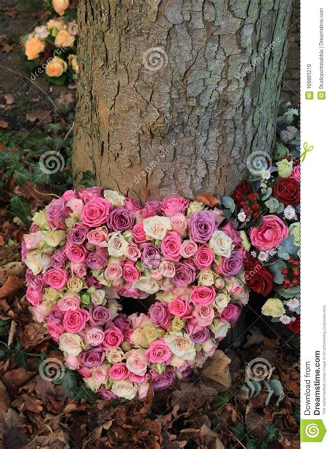 Heart Shaped Sympathy Flowers Stock Photo Image Of Burial Rose