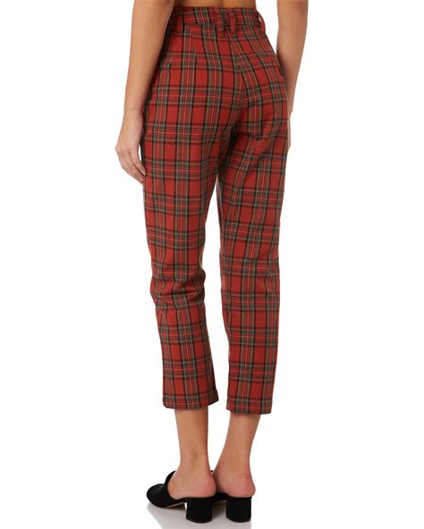 Thrills Womens West Pant Red Plaid Surfstitch