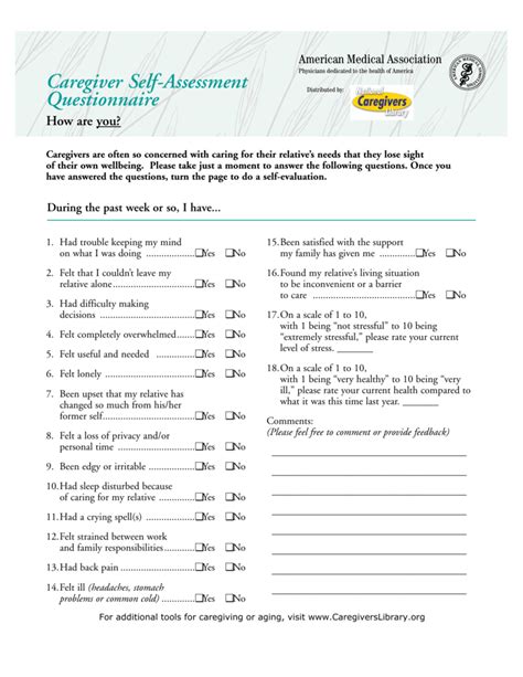 Caregiver Self Assessment Questionnaire