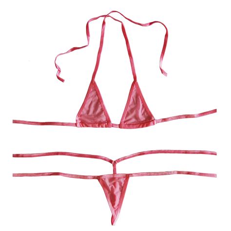 buy esquki women s sheer extreme bikini halterneck top and tie sides micro thong sets online at