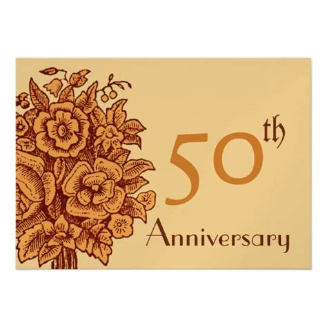 50th Anniversary Gold Rose Bouquet Personalized Announcement Zazzle