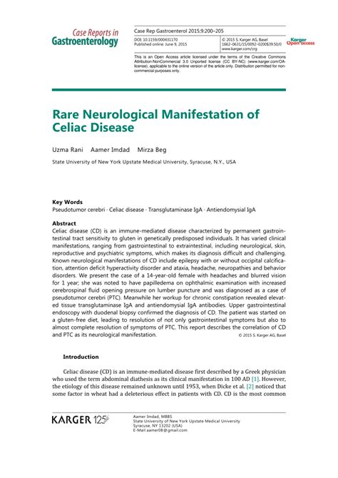 Pdf Rare Neurological Manifestation Of Celiac Disease