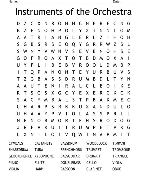 Instruments Of The Orchestra Word Search Wordmint