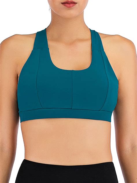 Youloveit Womens Sports Bra Seamless Paded Cross Back Support Comfortflex Fit Bra Yoga Bras