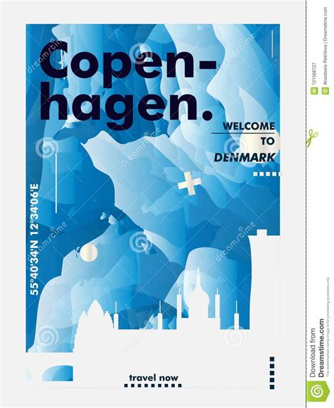 Denmark Copenhagen Capital City Pinned On Political Map Royalty
