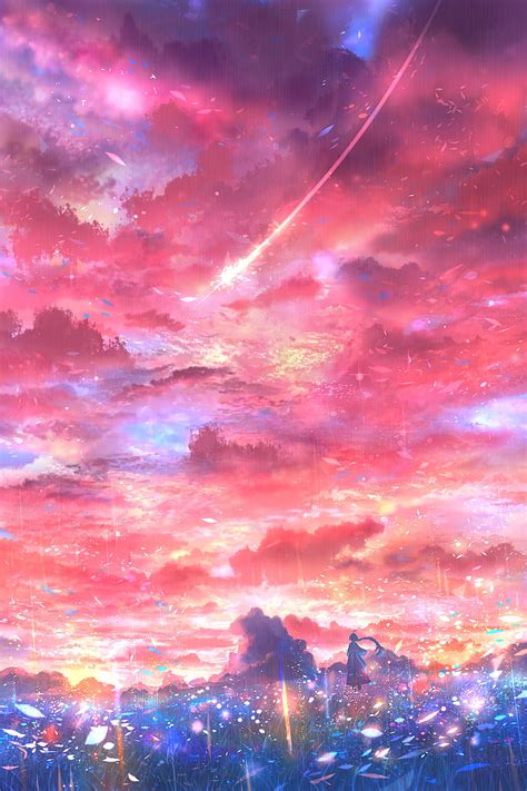 Sakimori Mobile Pink Sky Anime Hd Phone Wallpaper Pxfuel
