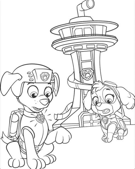 Desenho De Zuma E Skye Buscando Pistas Para Colorir Tudodesenhos