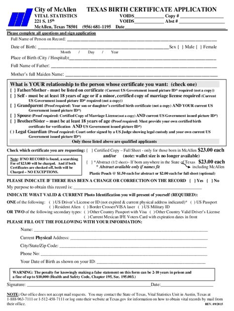 Birth Certificate Mcallen Tx Fill Out And Sign Online Dochub