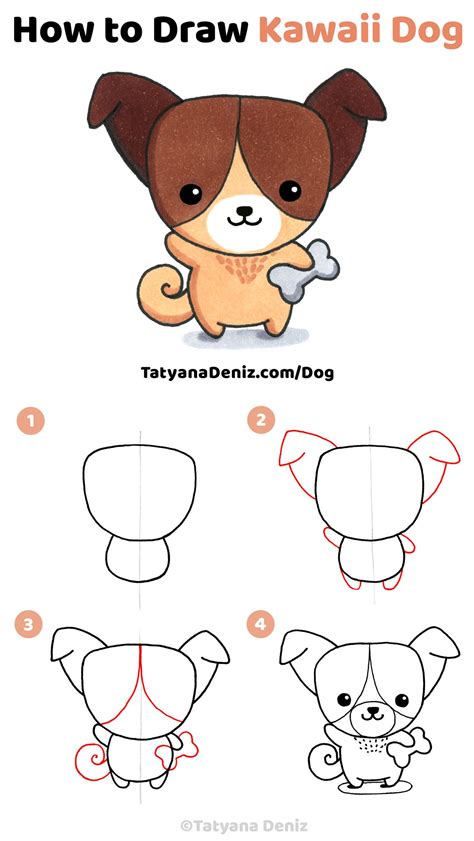 Easy Step By Step Tutorial To Draw Kawaii Dog In 4 Simple Steps Kawaii