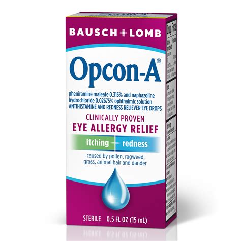 Opcon A Allergy Eye Drops By Bausch Lomb For Itch And Redness Relief