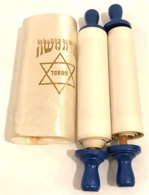 Vintage Hebrew Torah Scroll Jewish Star Of David Israel Judaica Judaism