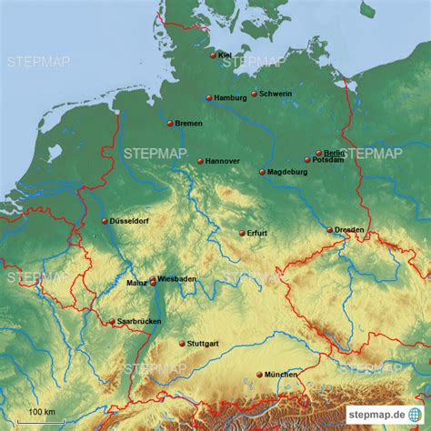 Es hat eine fläche von 607 km² und liegt größtenteils in den bezirken karlovy vary und. StepMap - Deutschland Flüsse und Gebirge stumm - Landkarte ...