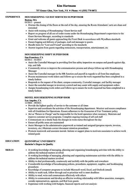 Most resumes for housekeepers have the same effect on hr people as soft pillows on hotel guests: Supervisor Housekeeping Resume Samples | Velvet Jobs