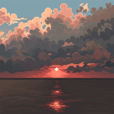 Oc Pixel Sunset Pixelart In Pixel Art Landscape Pixel Art Sexiz Pix