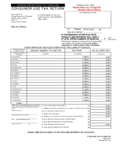 Right click on the form icon then this is the standard monthly or quarterly sales and use tax return used by retailers. Nevada Consumer Use Tax Form 2019 - Fill Online, Printable ...