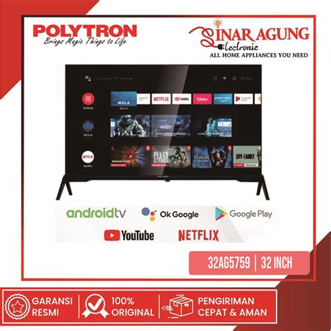 Jual Polytron Led Smart Android Tv Inch Ag Garansi Resmi Shopee Indonesia