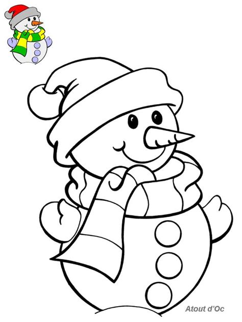 A Snowman With A Santa Hat And Scarf On Its Head Coloring Page