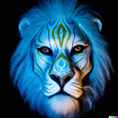 Rundy × Dall·e Lion Wearing Intricate Light Blue Face Paint Front