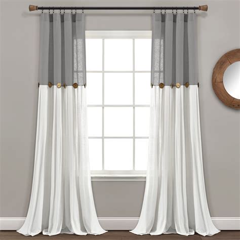 Lush Decor Linen Button Farmhouse Window Curtain Panel Single Panel