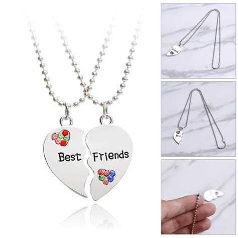 Necklace Pendants Women Best Friends Forever For 2 Broken Heart Shape