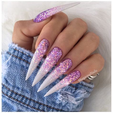 Lavender Ombré Stiletto Nails Glitter Nail Art Design By