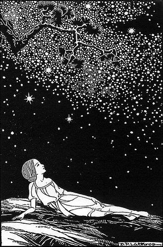 Girl Looking Up At The Stars Drawing Art Illustration Art Illustration