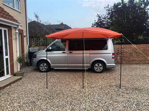 The volkswagen van brings emotions and memories to people. VW T4 T5 T6 Orange Camper Van Sun Canopy Retro Shield ...