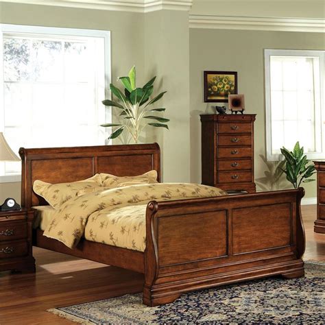 Furniture Of America Wade Solid Wood California King Sleigh Bed In Dark