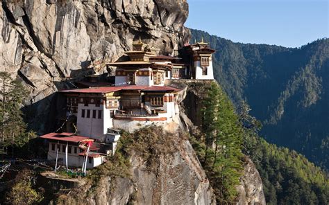 Mountain Bhutan Cliff House Himalayas Hd Wallpapers Desktop And