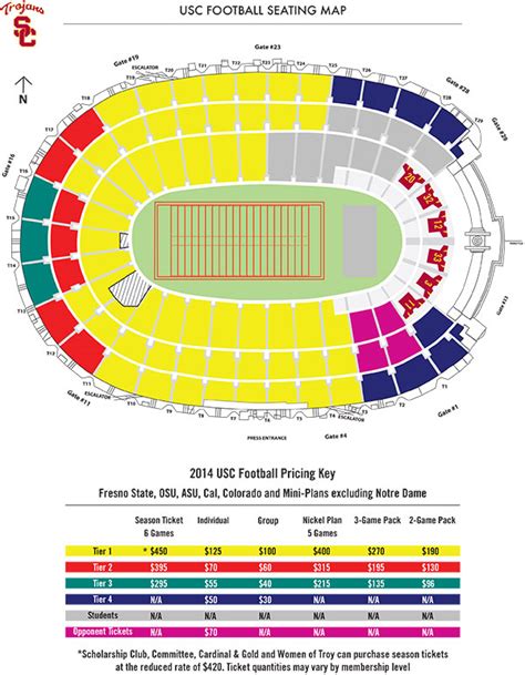 Usc Football Stadium Seating Map Elcho Table