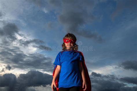 Little Child Is Playing Superhero Boy Super Hero Concept Stock Photo